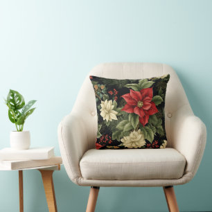 Vintag Poinsettia Weihnachten Kissen
