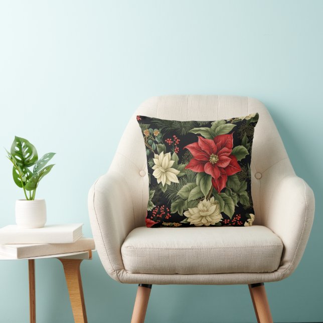 Vintag Poinsettia Weihnachten Kissen (Stuhl )