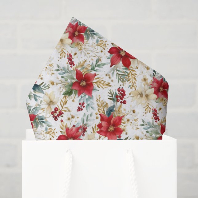 Vintag Poinsettia Weihnachten Seidenpapier (Geschenktüte)