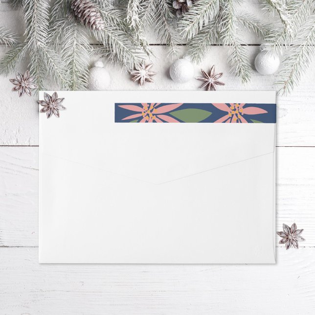 Vintag Poinsettias Christmas Navy Blue Pink (Von Creator hochgeladen)