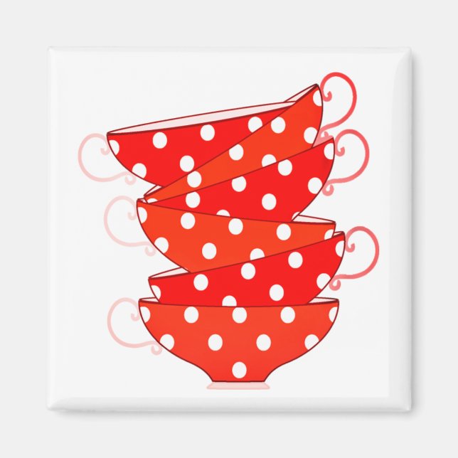 Vintag Polka dot teacup Magnet (Vorne)