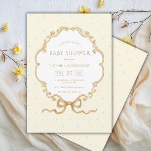 Vintag Polka Dot Yellow Watercolor Kinderdusche Einladung