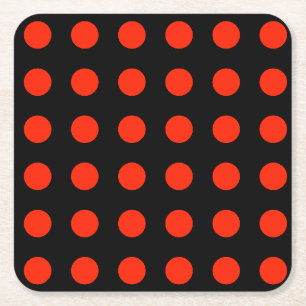 Vintag Polka Dots Black Red Color Retro Classic Rechteckiger Pappuntersetzer