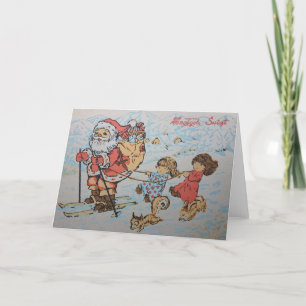 Vintag Polnisch Wesołych Świąt Weihnachtskarte Feiertagskarte