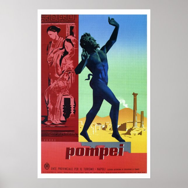 Vintag Pompeji Italienische Reise Poster (Vorne)