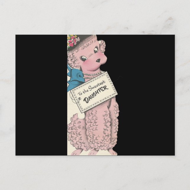 Vintag Poodle Daughter Postkarte (Vorderseite)