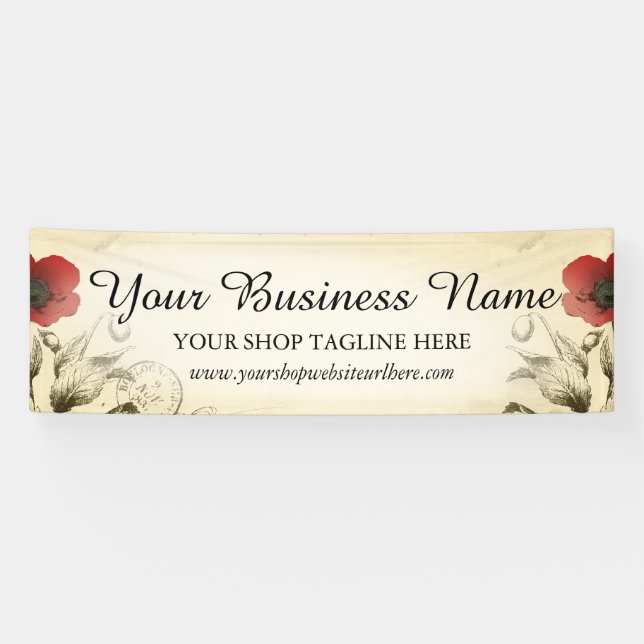 Vintag Poppies Ephemera Banner (Horizontal)