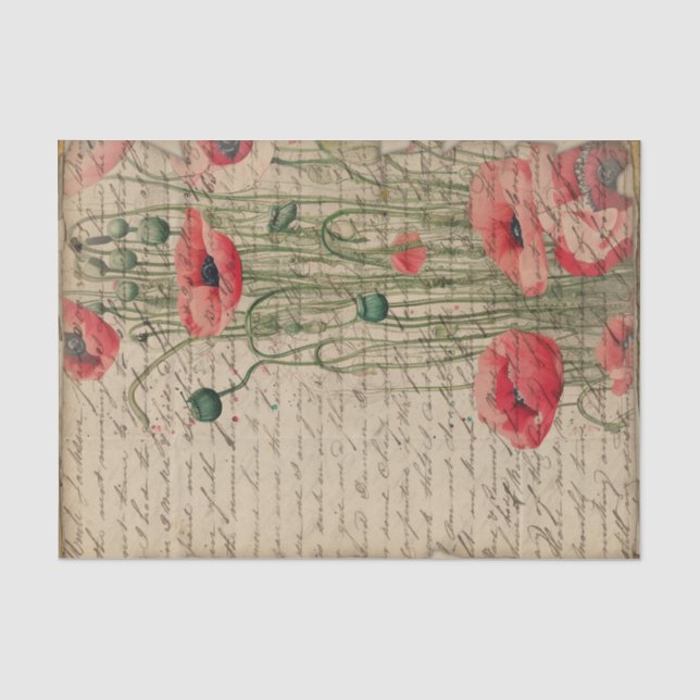 Vintag Poppies Journal I Seidenpapier (Vorderseite)