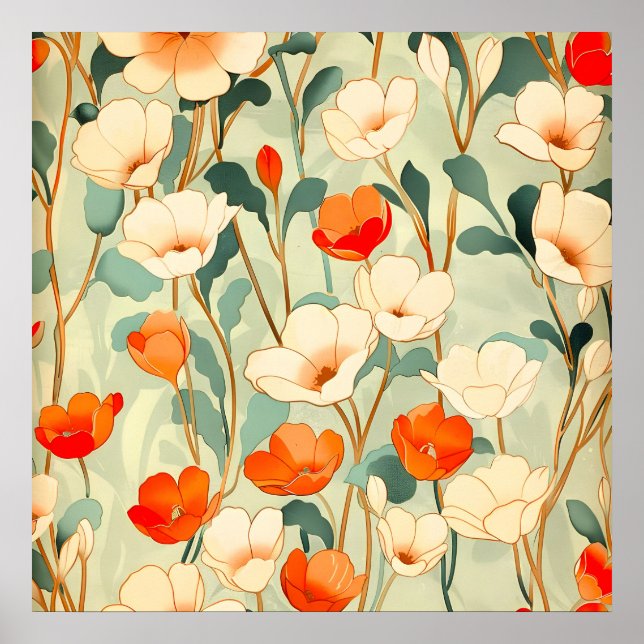 Vintag Poppy Blossom Poster (Vorne)