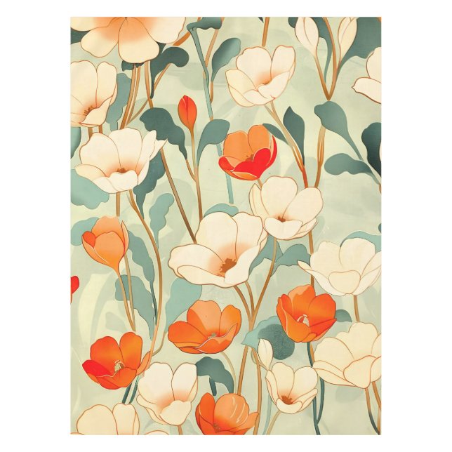 Vintag Poppy Blossom Tischdecke (Vorderseite)