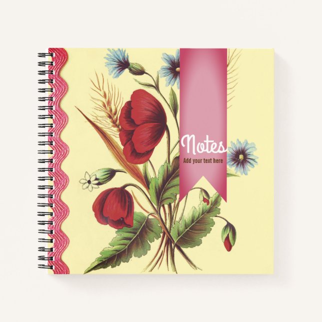 Vintag Poppy Pink Notizbuch (Vorderseite)
