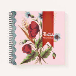 Vintag Poppy Red Notizbuch