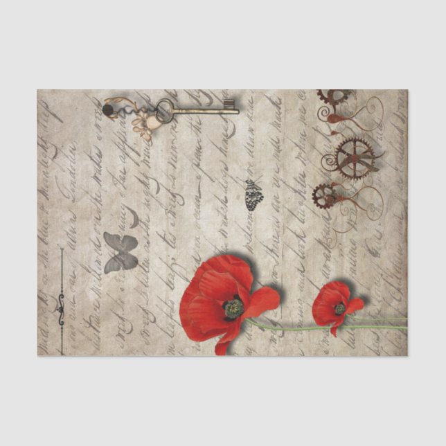 Vintag Poppy Seidenpapier (Vorderseite)