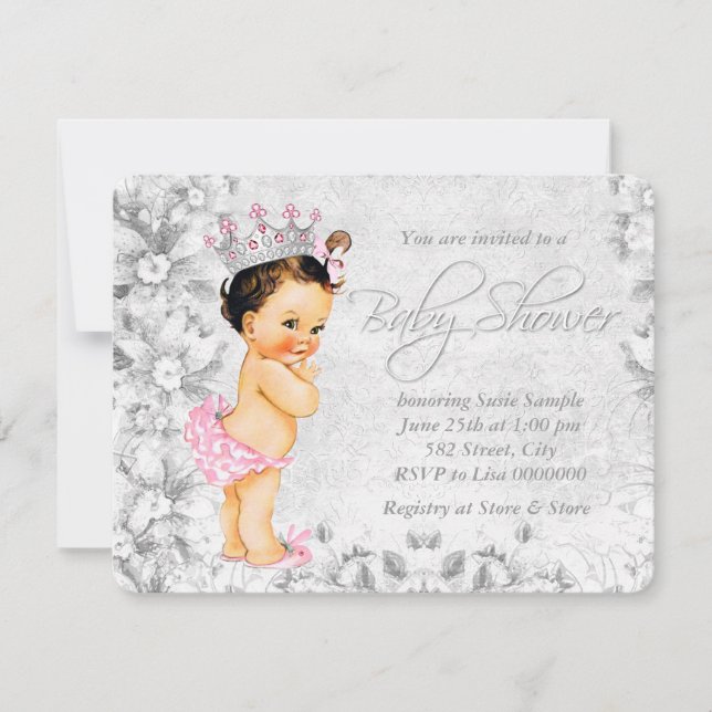 Vintag Princess Baby Dusche Einladung (Vorderseite)