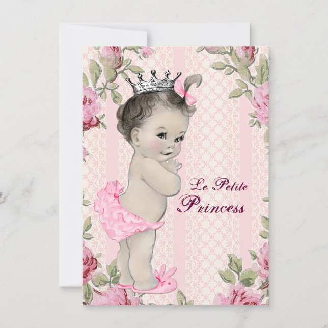 Vintag Princess Baby Dusche Einladung (Vorderseite)
