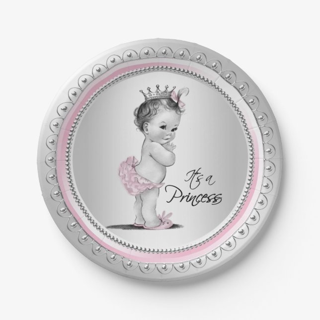 Vintag Princess Baby Duschpapier Teller (Vorderseite)