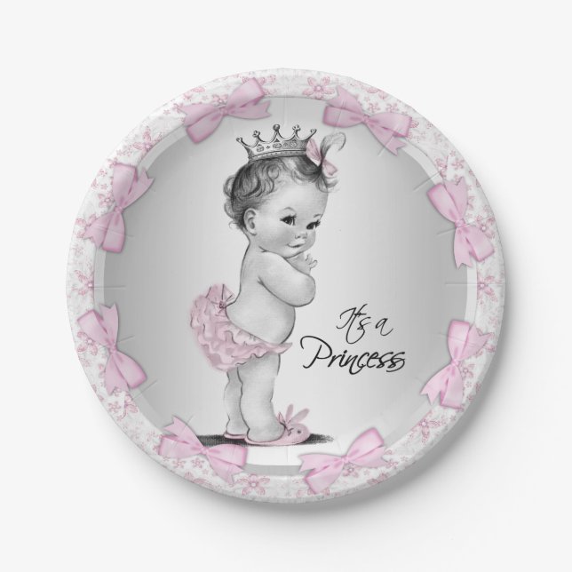 Vintag Princess Baby Duschpapier Teller (Vorderseite)