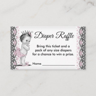 Vintag Princess Diaper Raffelschein Begleitkarte