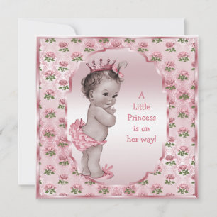 Vintag Princess Pink Roses Babydusche Einladung