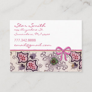 Vintag Print Deep Rasberry Plum Green White Visitenkarte