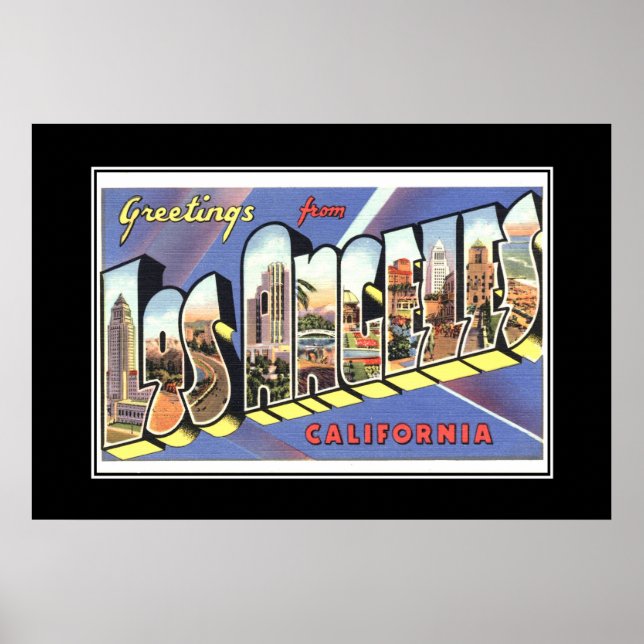 Vintag Print Greetings Los Angeles Poster (Vorne)