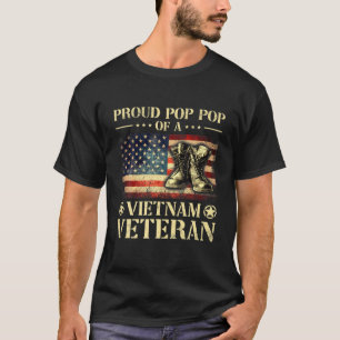 Vintag Proud Pop Pop Vietnam Veteran USA Flag 4. T-Shirt