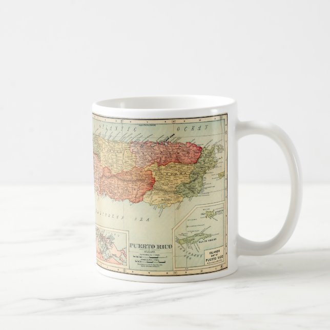 Vintag Puerto Rico Karte, 1898 Kaffeetasse (Rechts)