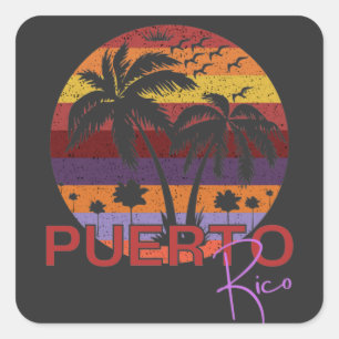 Vintag Puerto Rico Summer Beach Quadratischer Aufkleber