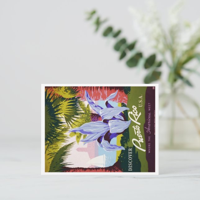 Vintag Puerto Rico Tropical Ankündigung (Stehend Vorderseite)