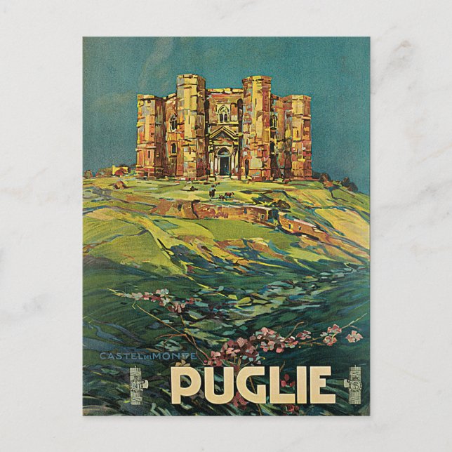 Vintag Puglia Italien Burg Postkarte (Vorderseite)