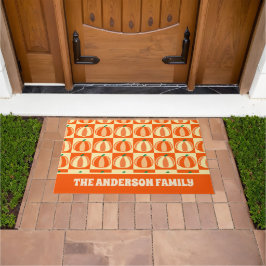 Vintag Pumpkin Orange Tartan Karierter Erntedank Fußmatte