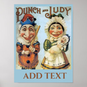 Vintag Punch und Judy Poster, Text Poster hinzufüg