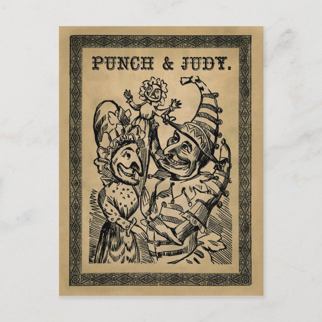 Vintag Punch und Judy Postkarte (Vorderseite)