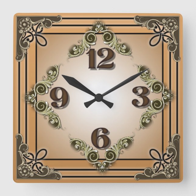 Vintag Quadratische Wanduhr (Vorderseite)