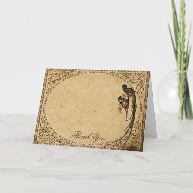 Vintag Quetzal Bird Elegant Dankeschön Karte (Vorderseite)