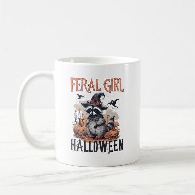 Vintag Raccoon Halloween Kaffeetasse (Links)