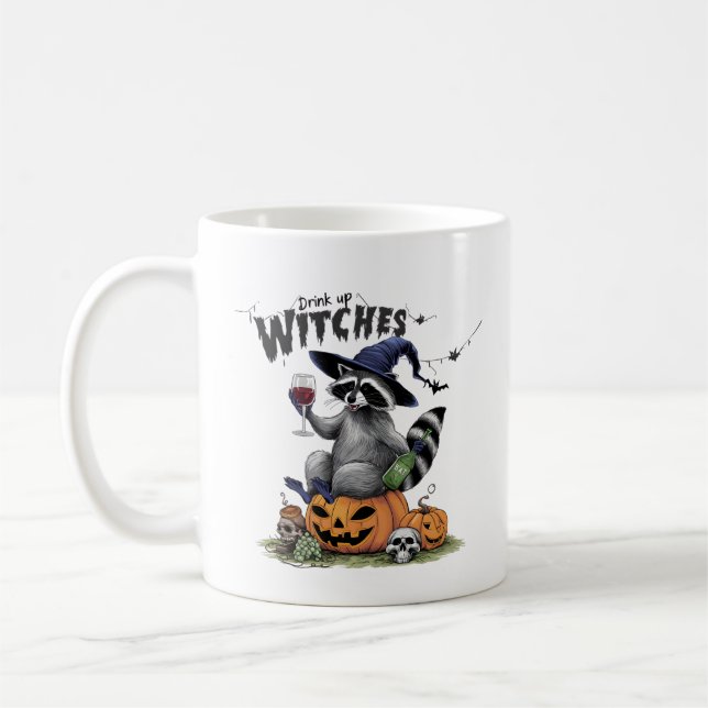 Vintag Raccoon Halloween Kaffeetasse (Links)