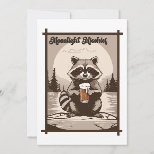 Vintag Raccoon Moonlight Mischief Außenbezirke Einladung