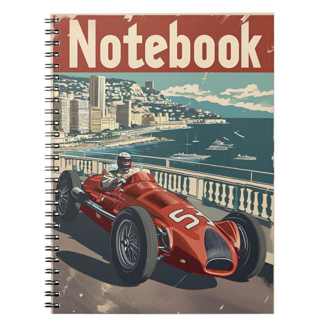 Vintag Racing Car Monaco Spiral Foto Notebook Notizblock (Vorderseite)