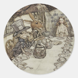 Vintag Rackham Mad Tea Party Alice im Wunderland Runder Aufkleber