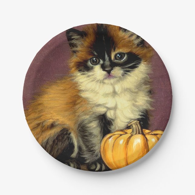 Vintag Ragdoll Halloween Cat Pappteller (Vorderseite)
