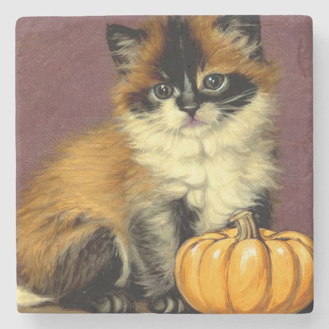 Vintag Ragdoll Halloween Cat Steinuntersetzer (Vorderseite)