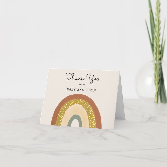 Vintag Rainbow Baby Dusche Danke Postkarte (Vorderseite)