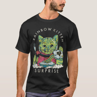 Vintag Rainbow Kitten Überraschung T-Shirt