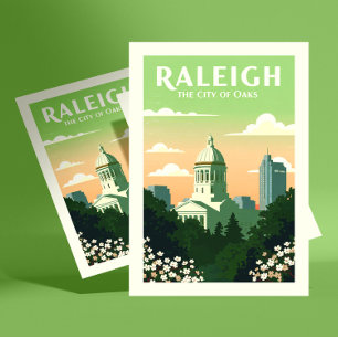 Vintag Raleigh North Carolina Postkarte