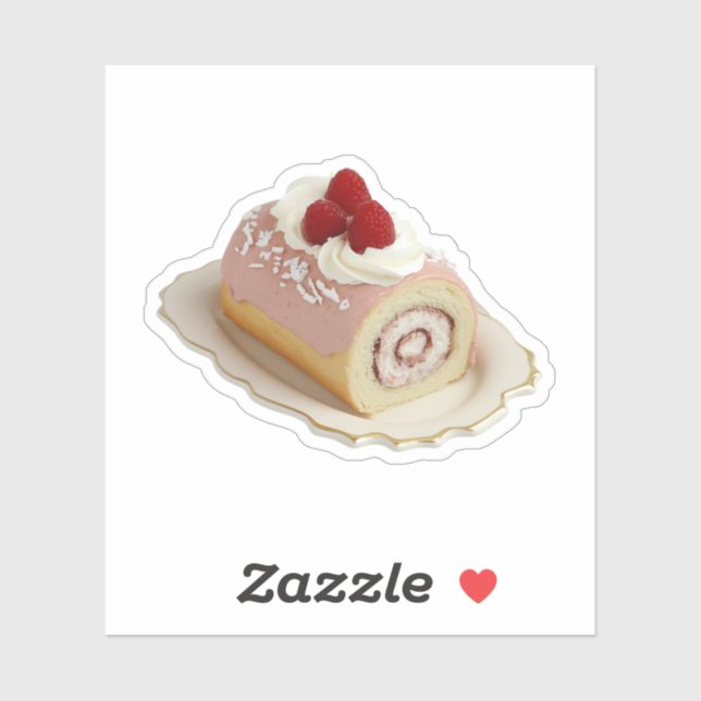Vintag Raspberry Roll Cake Aufkleber (Blatt)