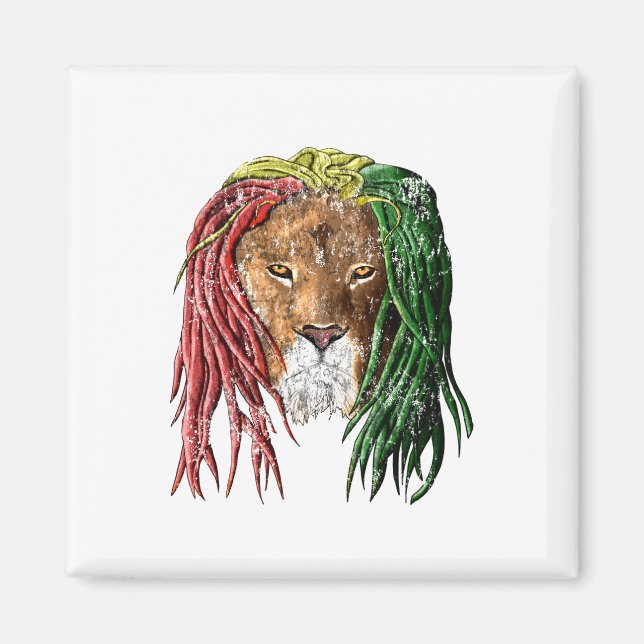 Vintag Rasta Reggae Lion Magnet (Vorne)