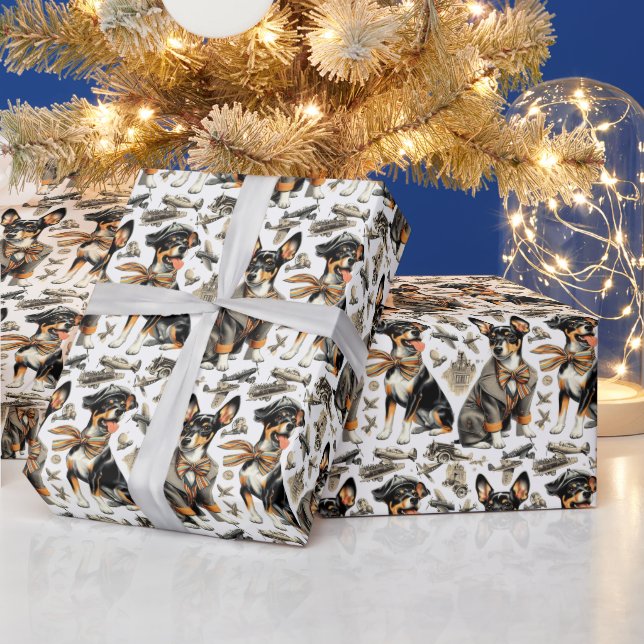 Vintag Rat Terrier Seamless Geschenkpapier (Feiertage)