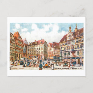 Vintag Rathaus Tubingen Deutschland Postkarte