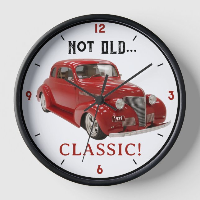 Vintag Red 1939 Coupe mit Geburtstag Jahr Uhr (Vorderseite)